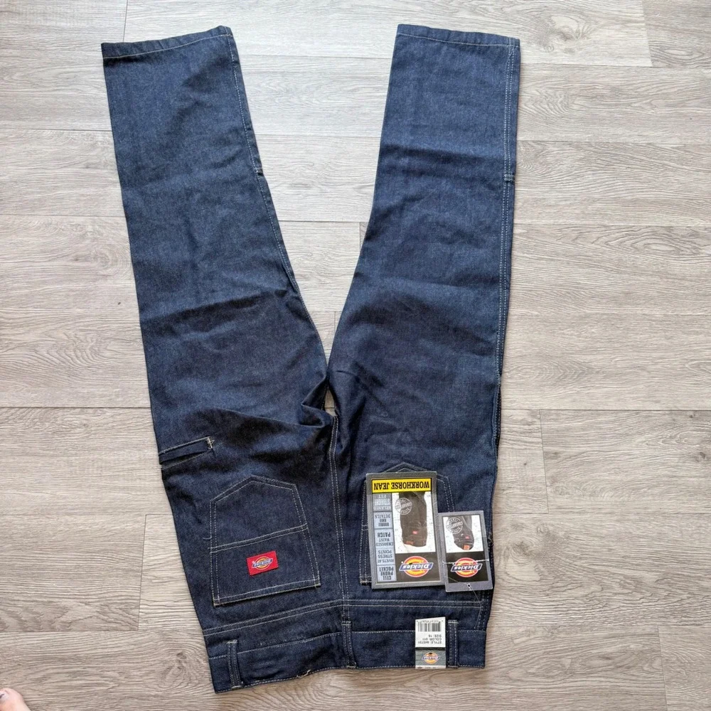 Dickies Workhorse Jeans Raw Indigo Double Knee Straight Leg 945731 Size 16 NWT